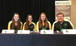 Ready to compete! (Left to right): Purdue University students Leanna Shearer, Auburn Indiana; Rachel Imel, Knightstown, Indiana, Kaleigh Krieger, Greensburg, Indiana, and Garret Alka, Rushville, Indiana